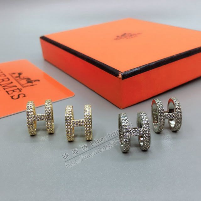 Hermes首飾品 愛馬仕H經典耳釘 Hermes愛情魔法方形琺瑯耳環  zgh1512